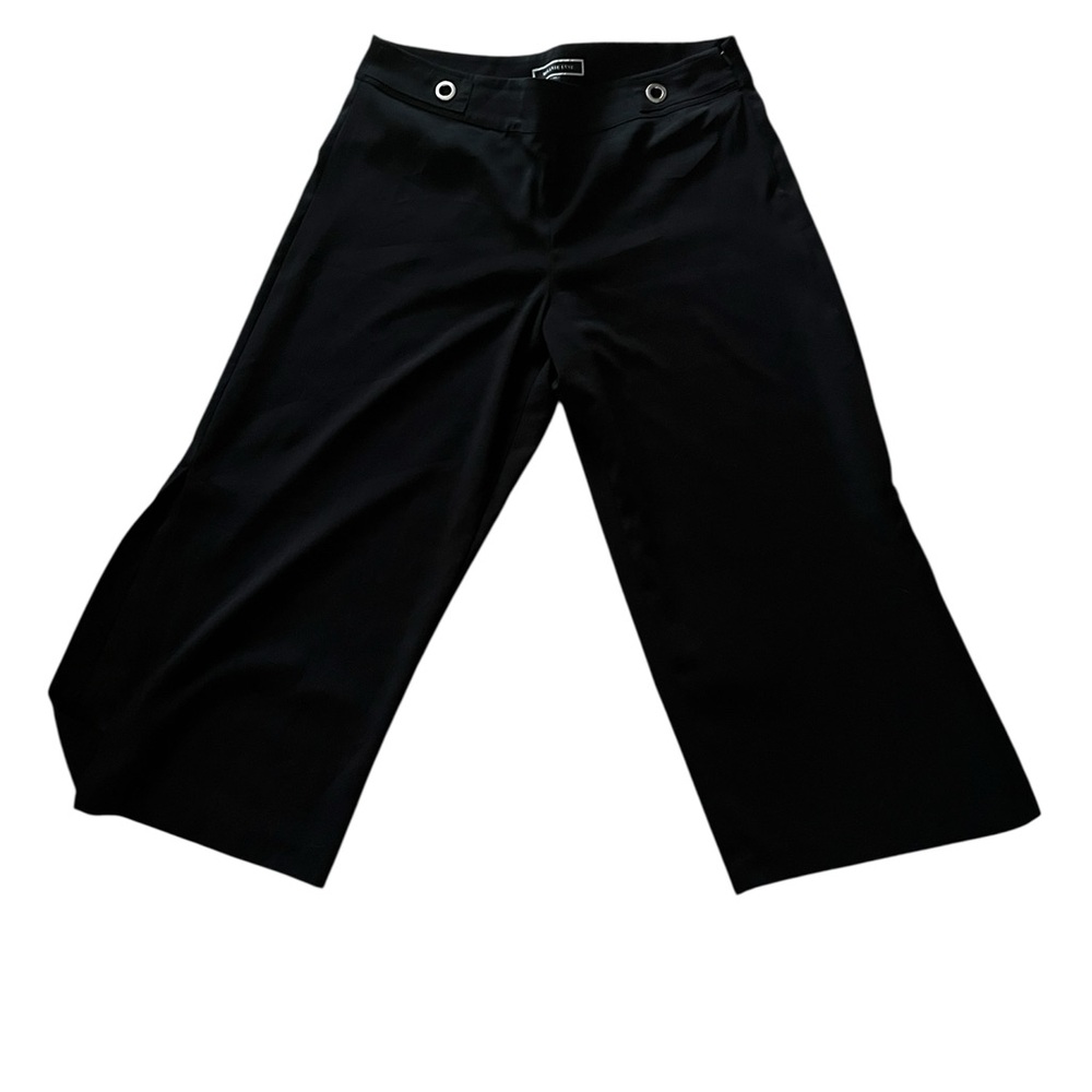 Melanie Lynne Black Dress Pants with Grommet Details & Side Slits – Size 12